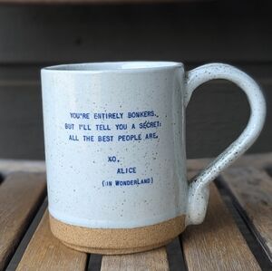 NEW Sugarboo & Co XO Mug - Alice in Wonderland Large Speckled Quote Mug